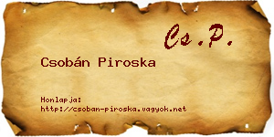 Csobán Piroska névjegykártya